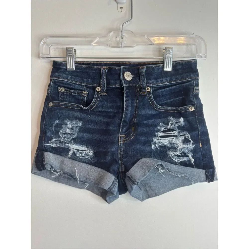 American Eagle EUC high rise cuffed shortie shorts Size 00